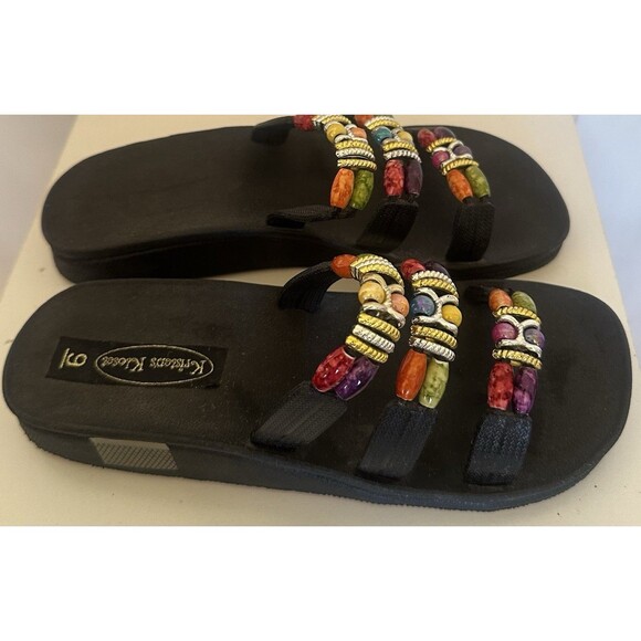 Kristen’s Kloset Beaded Woman’s Flip Flop Multicolored Sandals Shoes Size 9 - Picture 2 of 5
